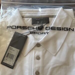 New! Mens Classic White Polo Shirts. Adidas x Porsche Collaboration